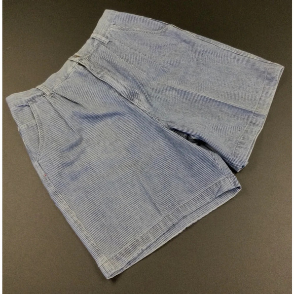 Vintage Women's GV pinstriped Blue high waisted Jeans Shorts, Size M,L Blue‎ - Picture 3 of 10